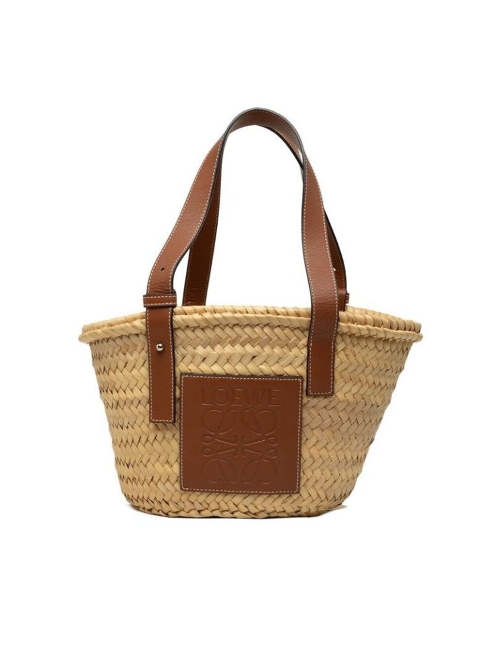 Loewe Basket Bag Small Handbag Bag Natural Brown Raffia Leather